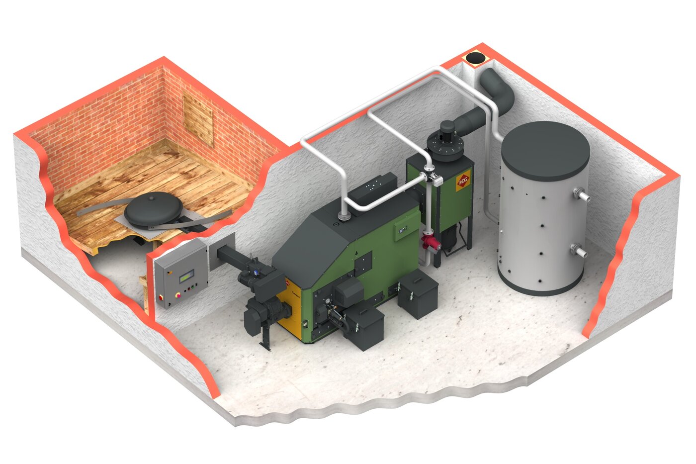 HDG C200 Biomass boiler setup